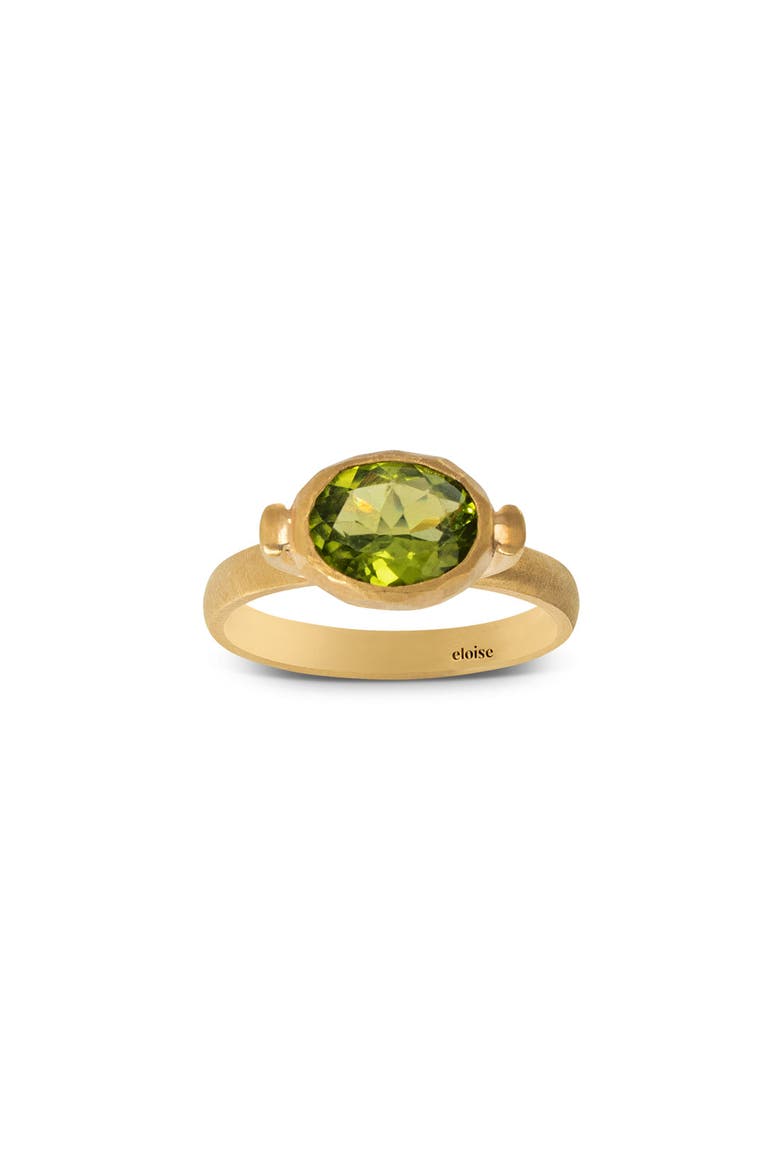 Ellipse Ring  with Natural Gemstones. Handmade in Italy, Alternate, color, Green Peridot
