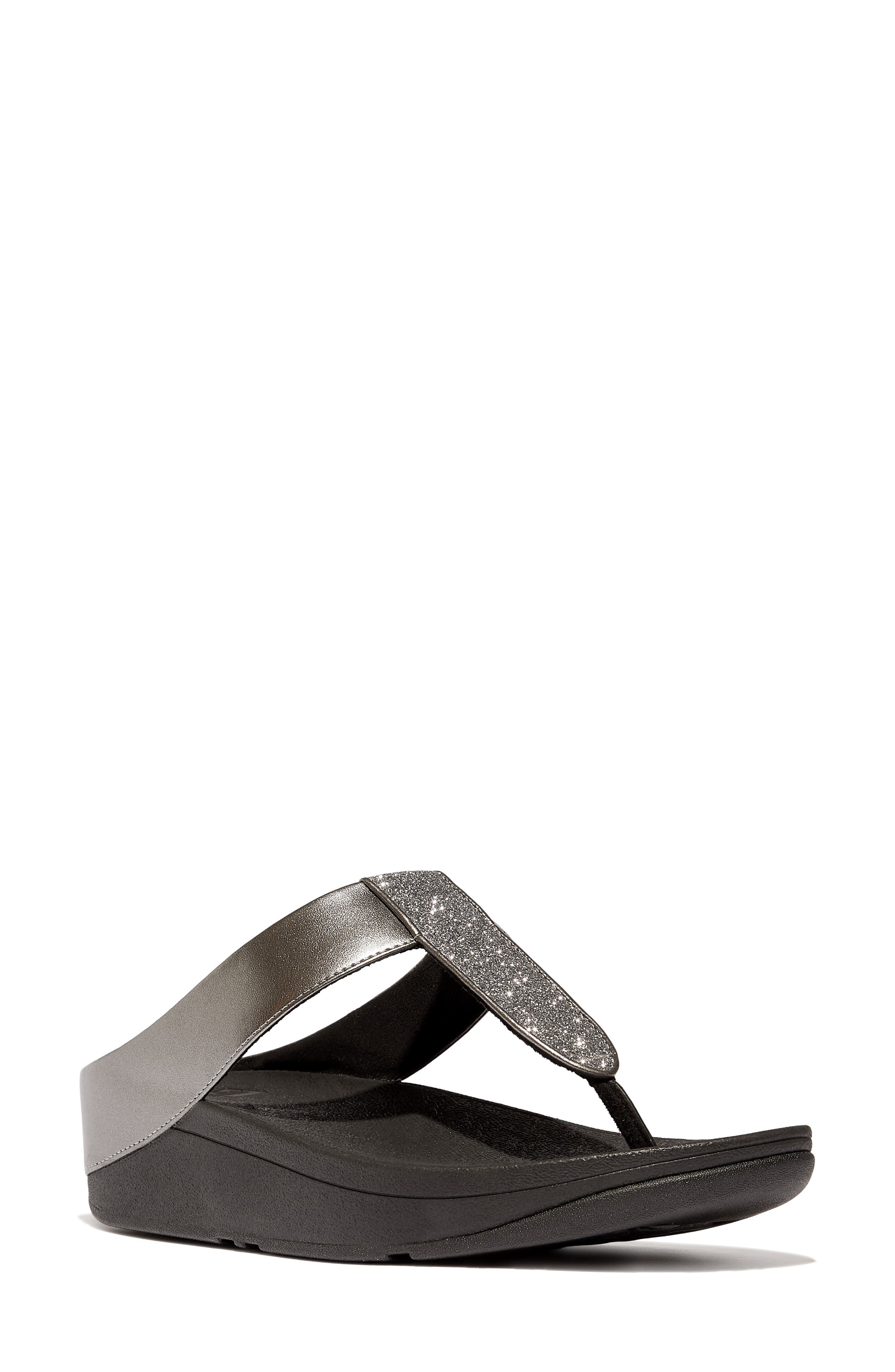 FitFlop Fino Platform Wedge Flip Flop, Main, color, Pewter