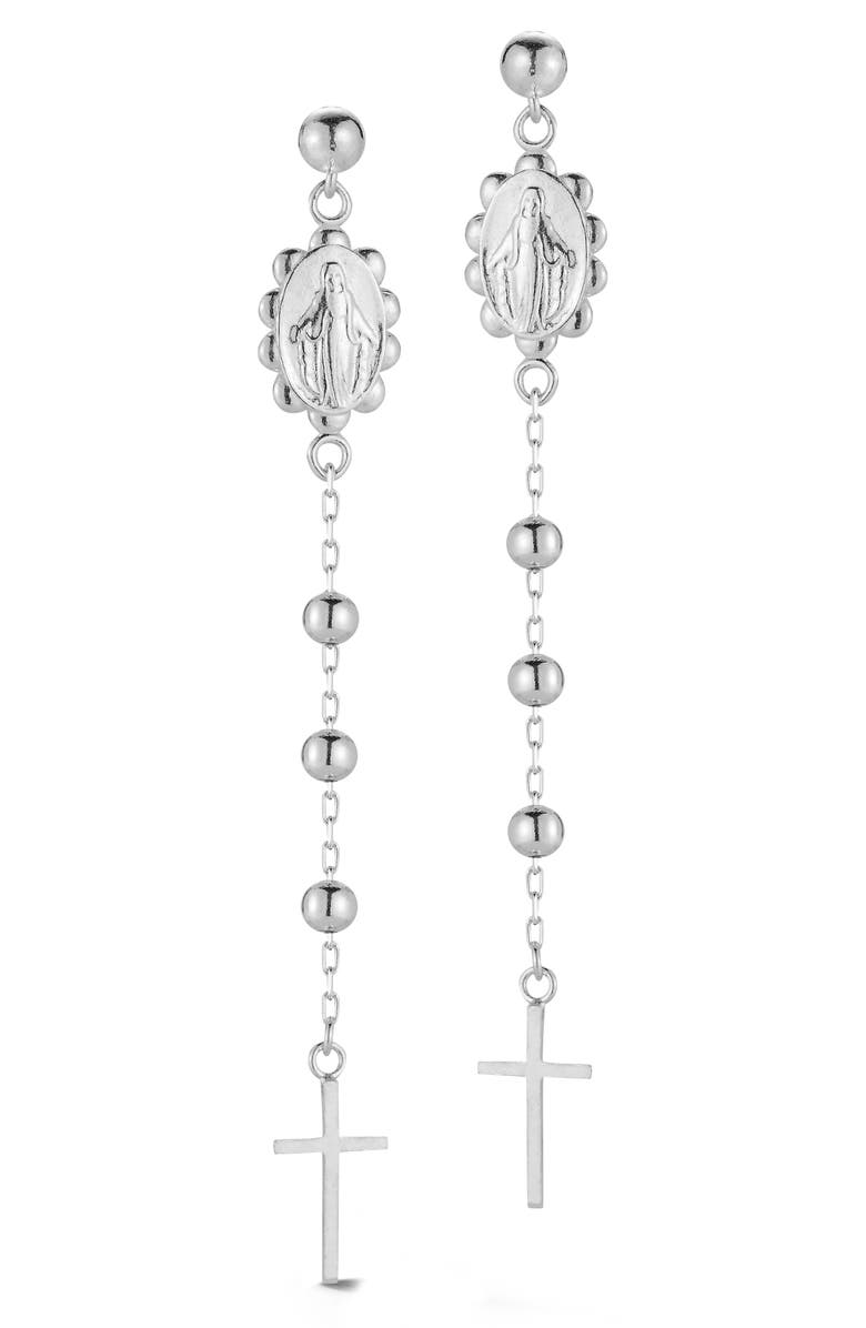 CHLOE AND MADISON Sterling Silver Rosary Dangle Earrings, Main, color, 