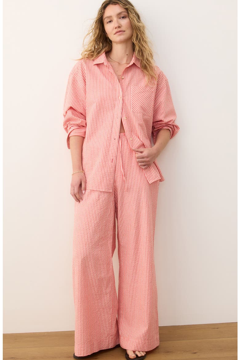 Seersucker Wide Leg Pants, Alternate, color, HIBISCUS/ SAND STRIPE