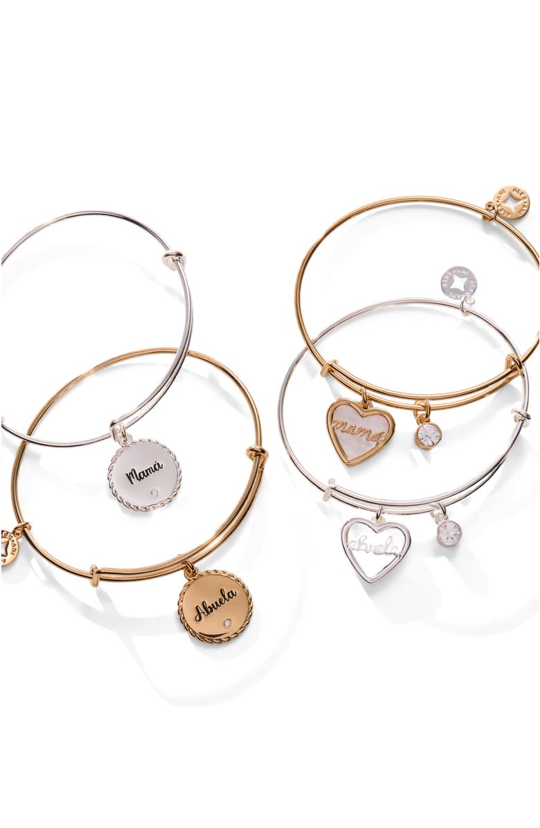 Alex and Ani Mamá Charm Bangle Bracelet, Alternate, color, Silver