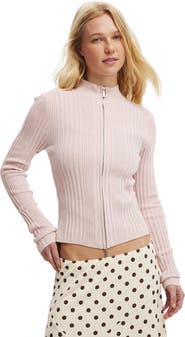 Cotton On Women's Variegated Rib Zip Through