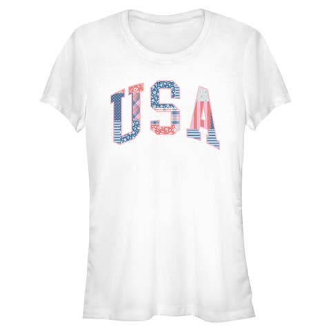 Juniors Lost Gods USA Patchwork Fill T Shirt