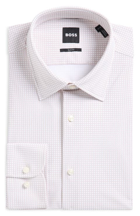 Hank Slim Fit Performance Stretch Geometric Dress Shirt