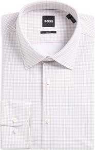 BOSS Hank Slim Fit Performance Stretch Geometric Dress Shirt
