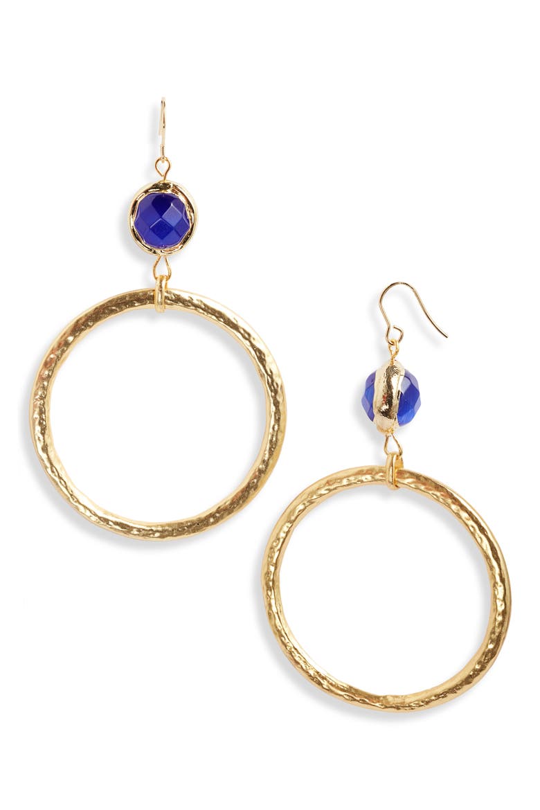 Crystal Drop Hoop Earrings, Main, color, GOLD