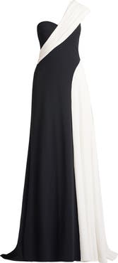 Tadashi Shoji One-Shoulder Colorblock Gown
