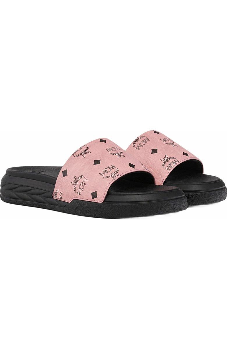 MCM Visetos Slide Sandals, Main, color, Pink