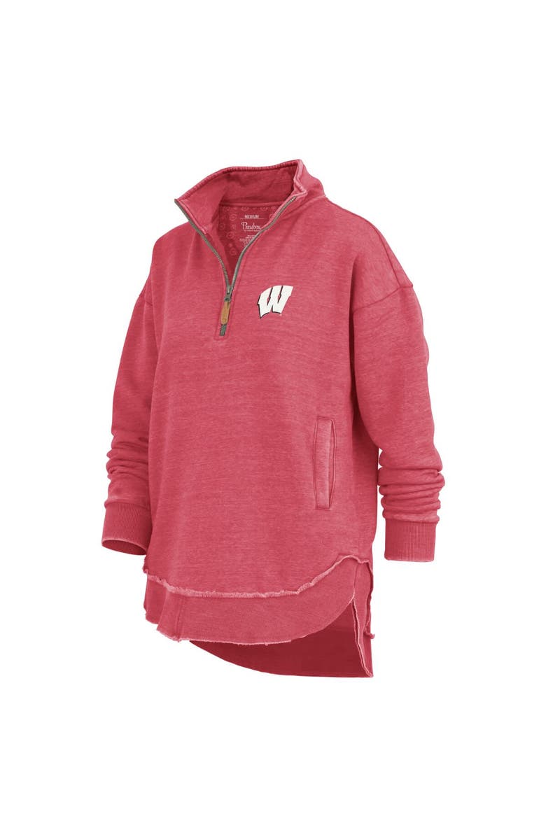 PRESSBOX Women's Pressbox Red Wisconsin Badgers Northfork Sojourn Poncho Quarter-Zip Sweatshirt, Alternate, color, Red