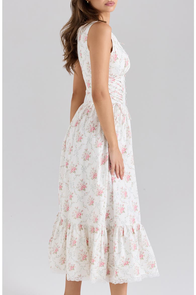 Sienna Floral Print Midi Dress, Alternate, color, CREAM ROSE