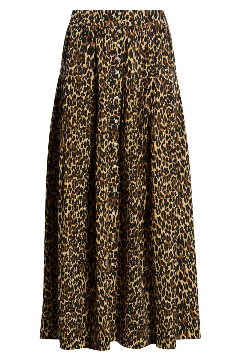 Highland Leopard Print Cotton Midi Skirt, Alternate, color, TAN LEOPARD