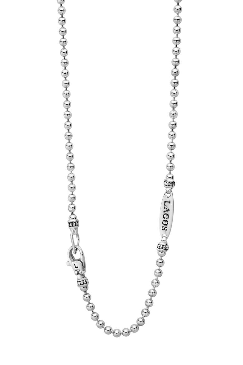 Men's Signature Caviar Ball Chain Necklace, Alternate, color, SILVER