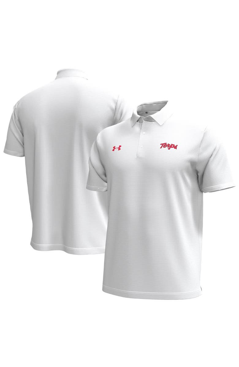 Under Armour Men's Under Armour White Maryland Terrapins Playoff Chest Stripe Performance Polo, Alternate, color,