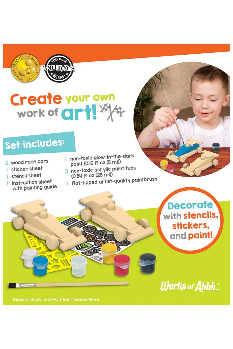 Double Racers Wood Craft & Paint Kit, Alternate, color, Multicolor