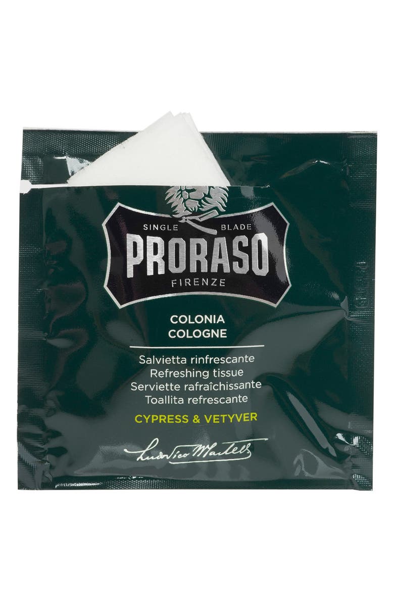 Proraso Men's Grooming Cypress & Vetyver Refreshing Tissues, Main, color, 