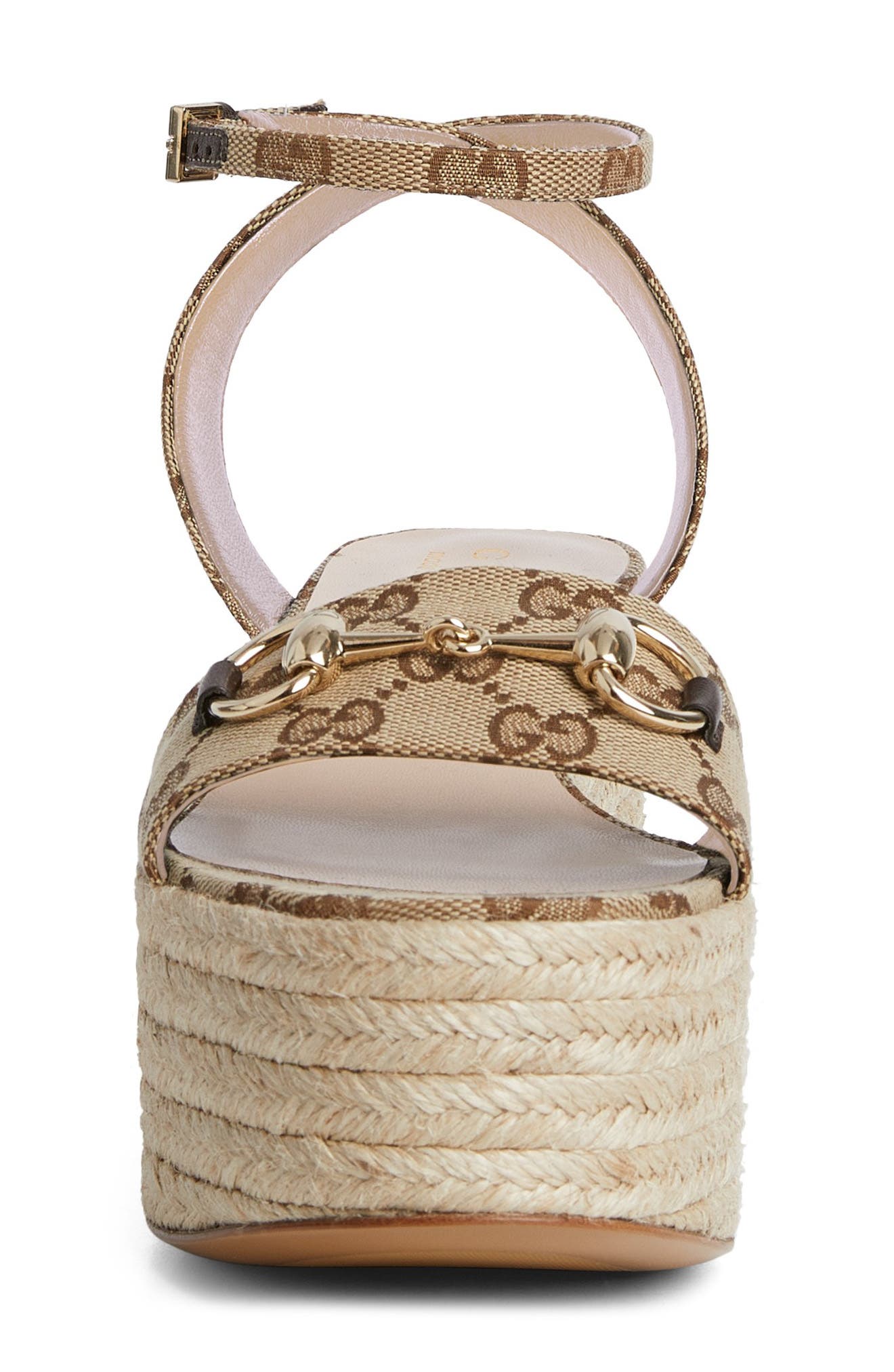 Gucci Horsebit Platform Espadrille Sandal, Alternate, color, Beige