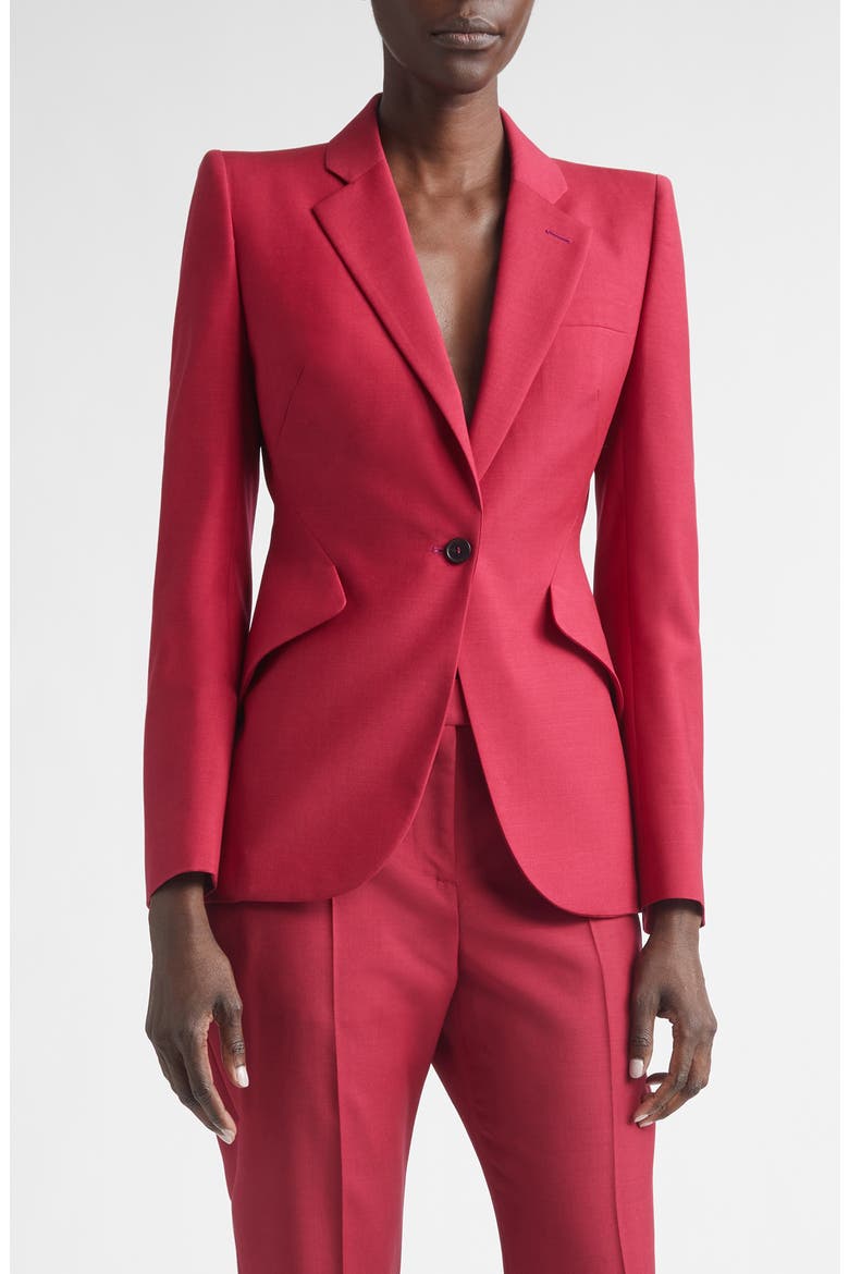 Single Breasted Wool & Mohair Jacket, Main, color, RASPBERRY