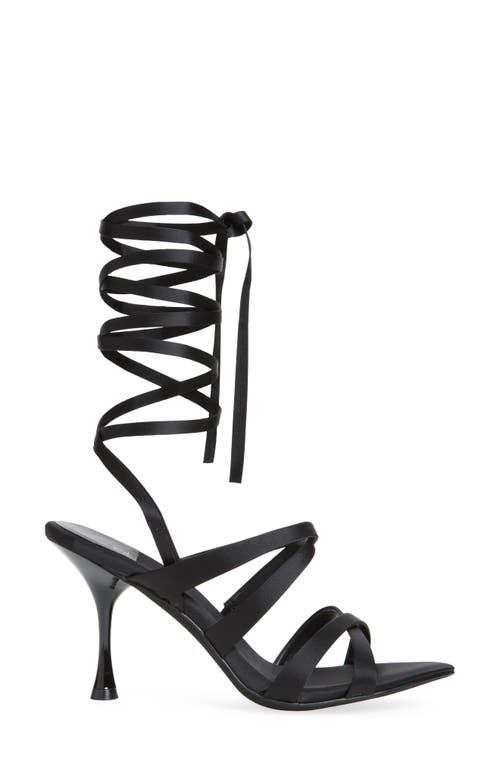 Jeffrey Campbell Obsessed Ankle Wrap Sandal In Black Satin