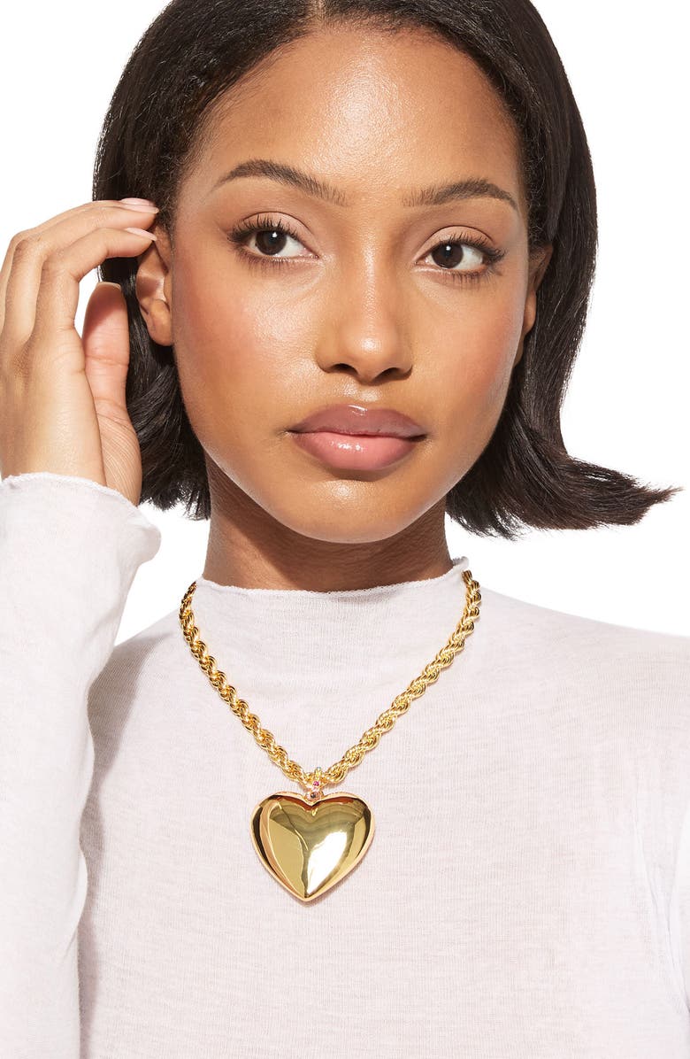 Kurt Geiger London Heart Pendant Rope Chain Necklace, Alternate, color, Gold
