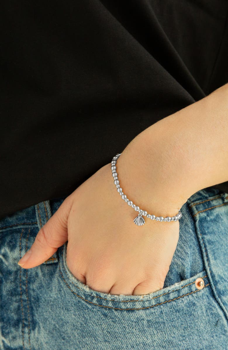 MARLYN SCHIFF Clam Shell Charm Ball Stretch Bracelet, Alternate, color,