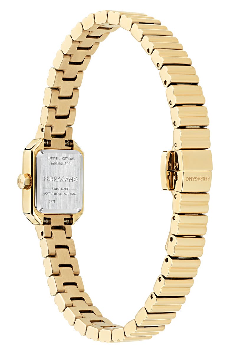 FERRAGAMO Crystal Petite Bracelet Watch, 15mm x 20mm, Alternate, color, Ip Yellow Gold/White