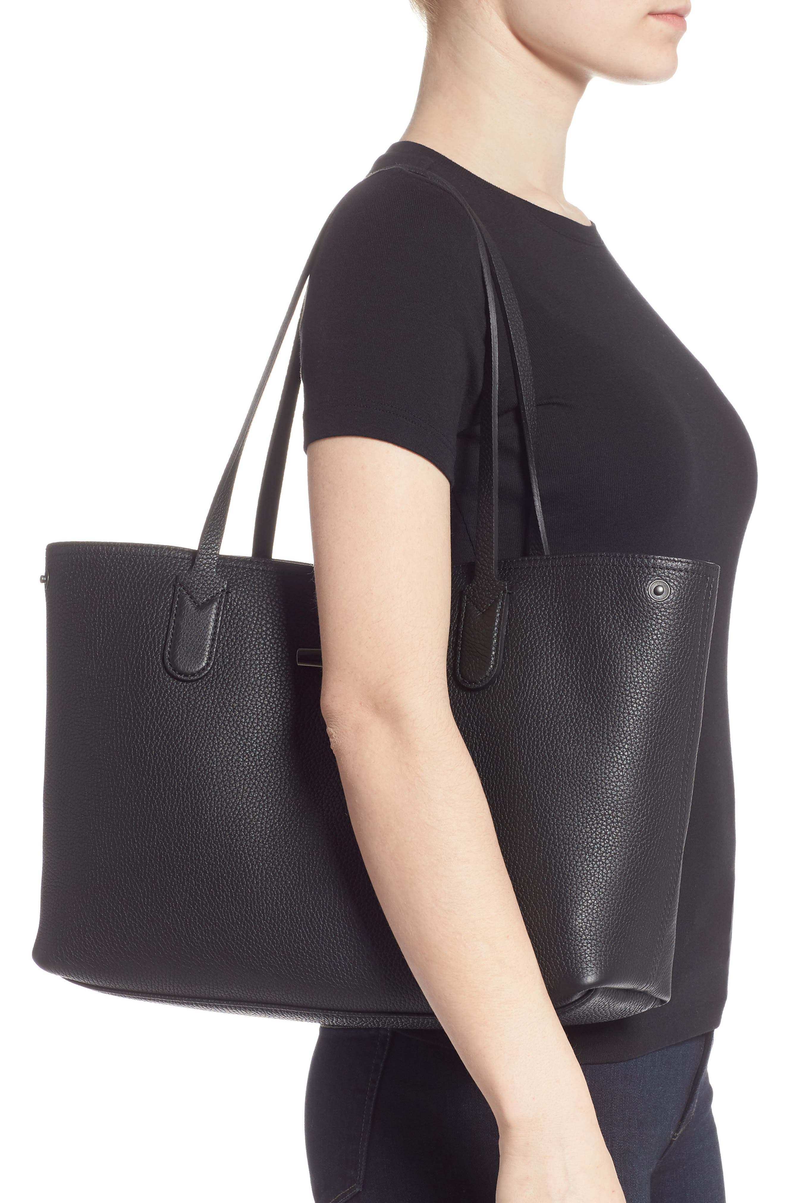 Longchamp Roseau Essential Mid Leather Tote, Alternate, color, 