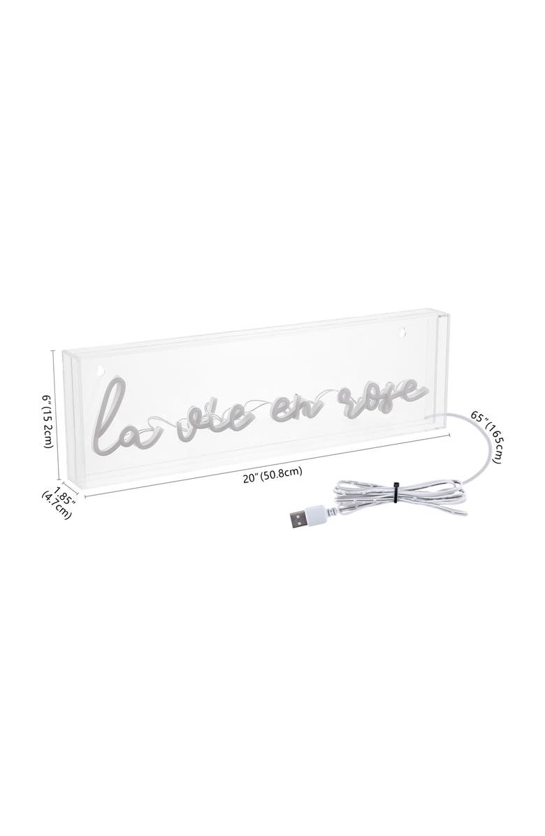 JONATHAN Y La Vie En Rose 20" X 6" Contemporary Glam Acrylic Box USB Operated LED Neon Light, Pink, Alternate, color, Pink