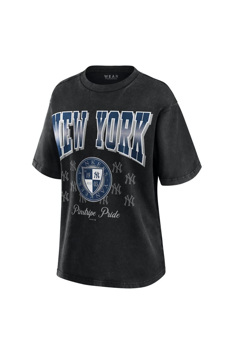 Women's WEAR by Erin Andrews  Black New York Yankees Oversized Boyfriend T-Shirt, Alternate, color, Black