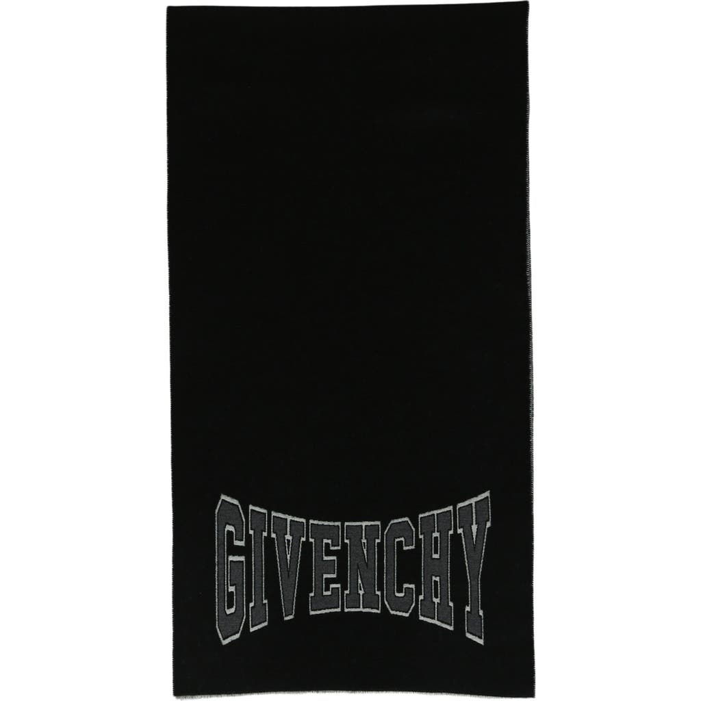 Givenchy Star Logo Wool Blend Scarf In Black Grey