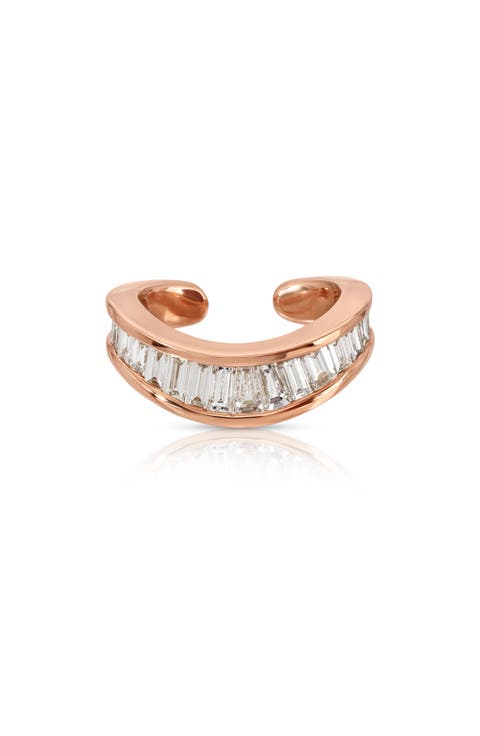 Baguette Diamond 18K Gold Curved Ear Cuff