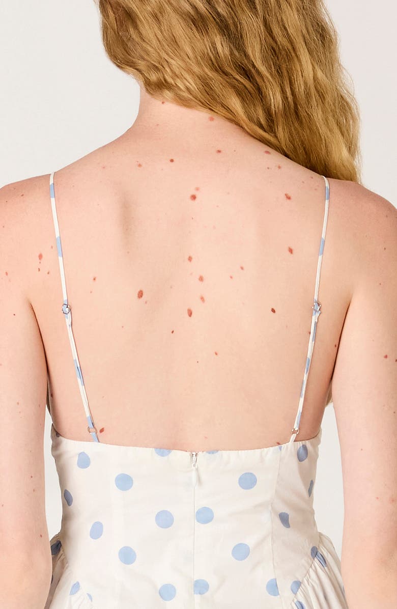 Nia Sydney Polka Dot Sweetheart Neck Midi Dress, Alternate, color, Sky