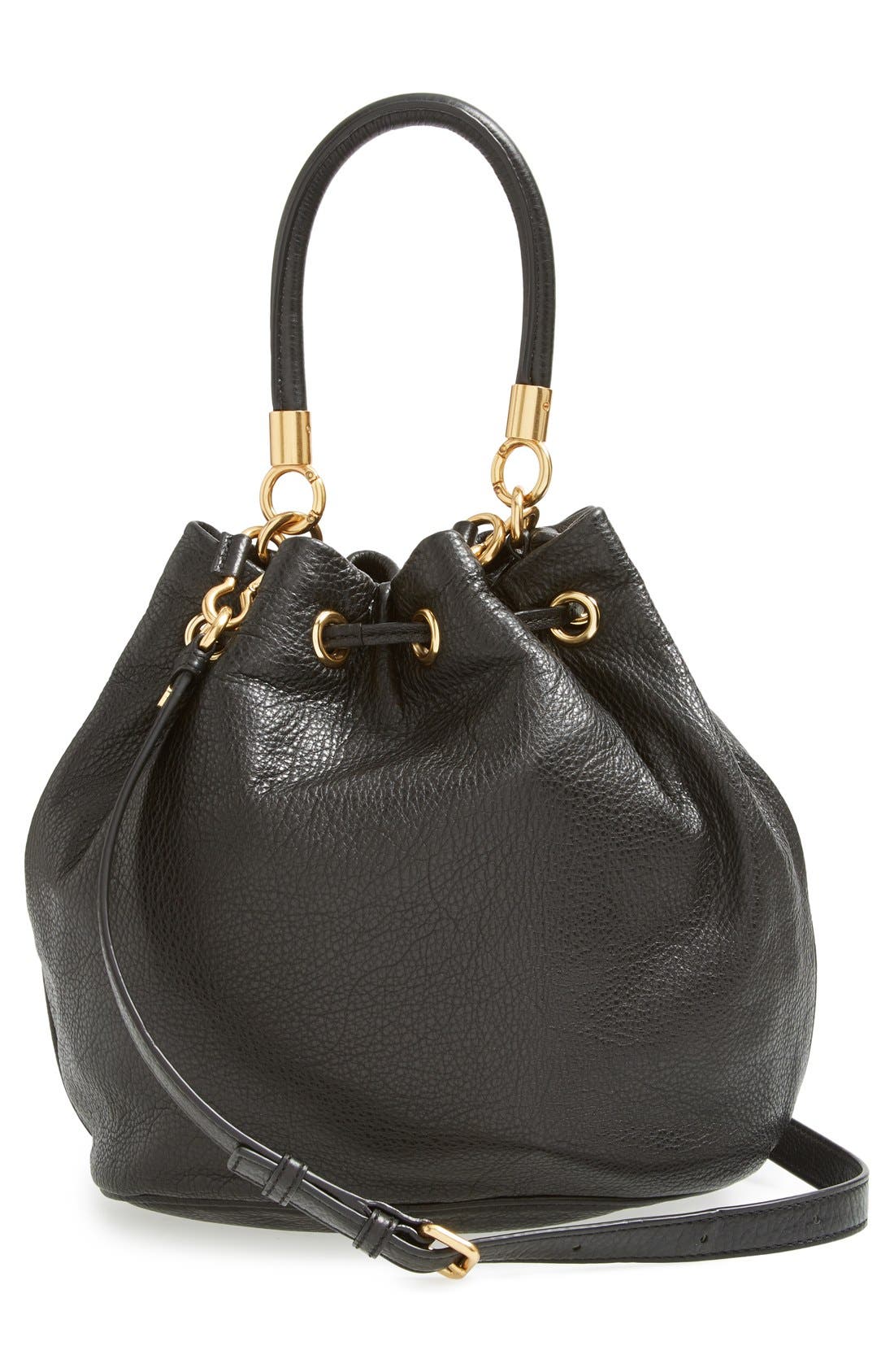 MARC BY MARC JACOBS 'Too Hot to Handle' Leather Bucket Bag, Alternate, color, BLACK