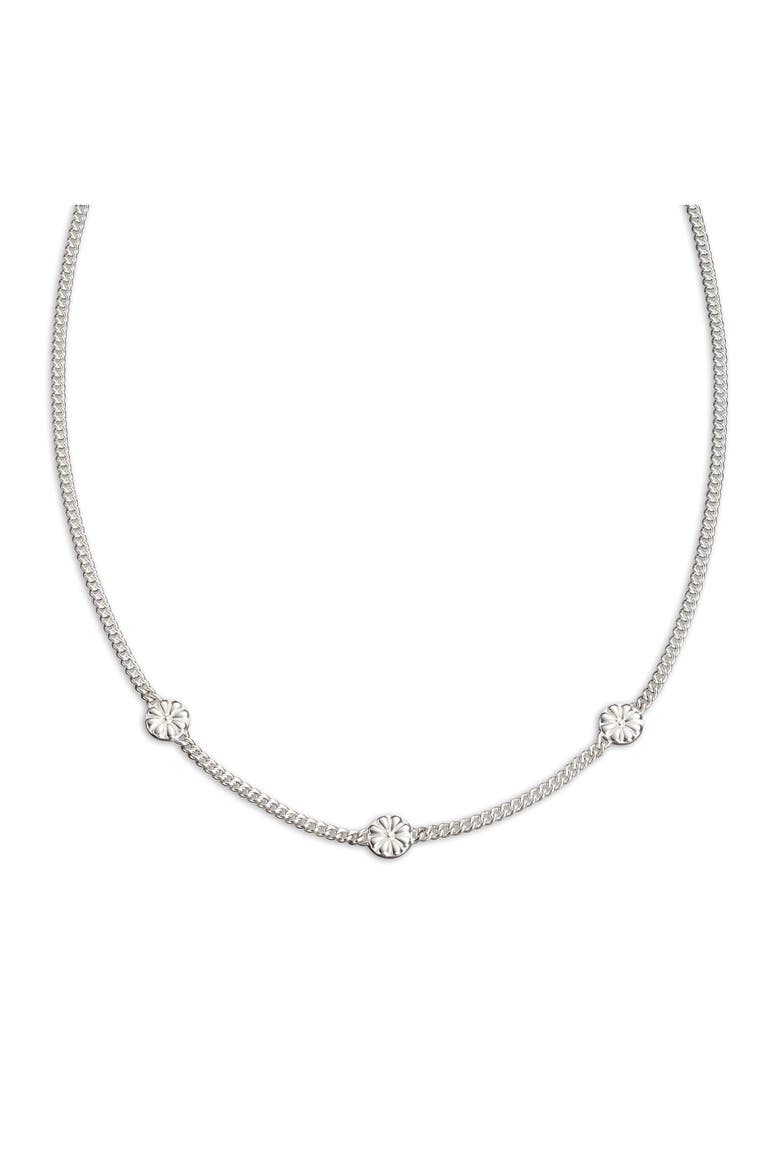 Flower Path Necklace, Main, color, Silver