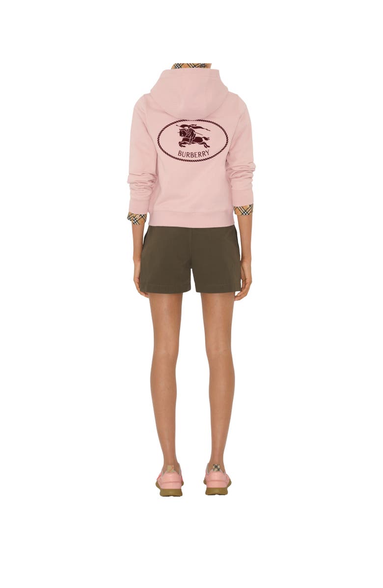 Burberry Knight Stamp Cotton Zip Hoodie, Alternate, color, Bouquet Pink