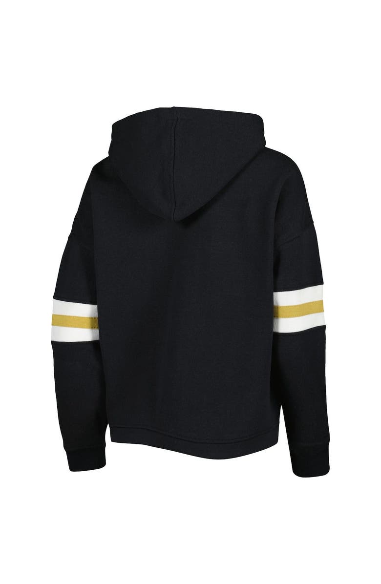 PRESSBOX Women's Pressbox Black Purdue Boilermakers Super Pennant Pullover Hoodie, Alternate, color, 