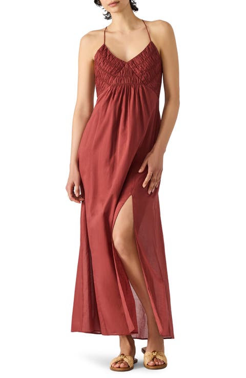 Brianna Side Slit Sleeveless Cotton Maxi Dress