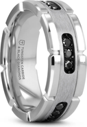 Larson Jewelers Valor Grooved Tungsten Wedding Band With Inlay and Diamonds