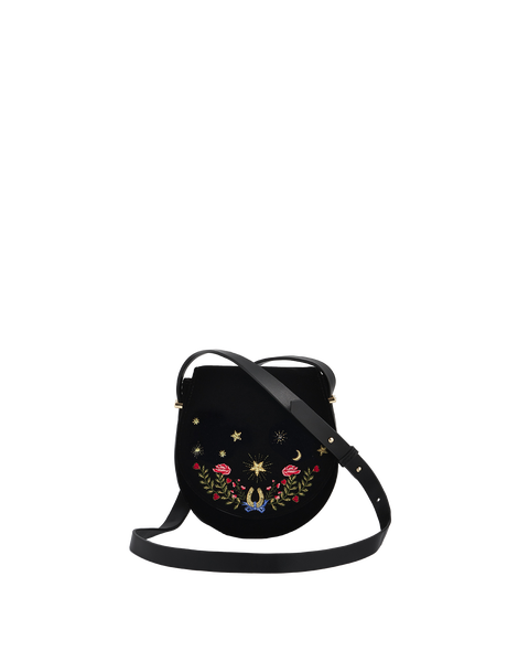 Kate Celestial Embroidered Velvet Saddle Bag