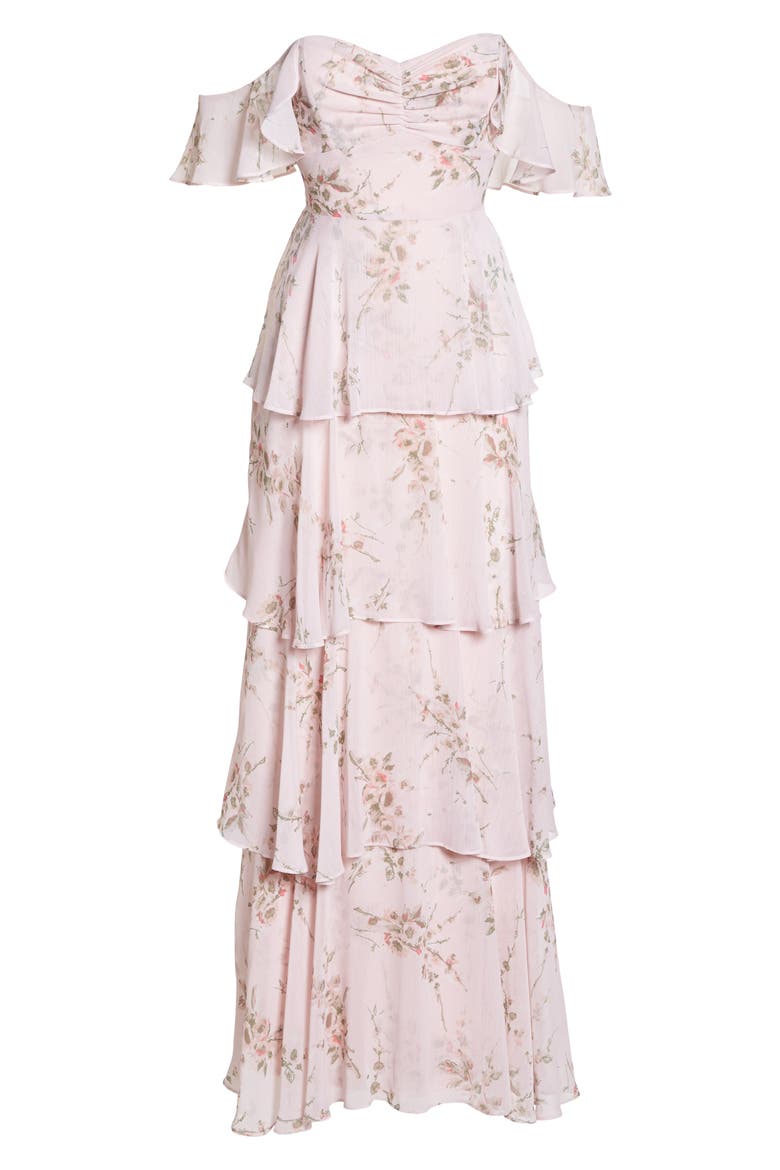 Abby Off the Shoulder Tiered Dress, Alternate, color, GARDEN FLORAL
