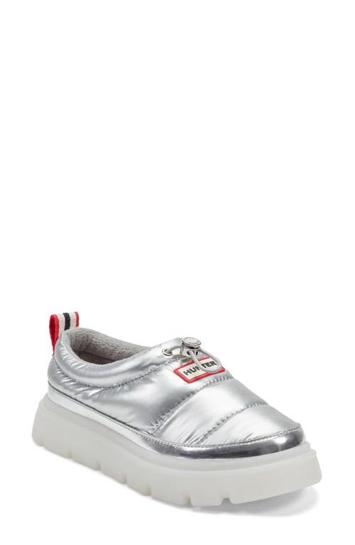 Hunter Madi Platform Puffer Slipper In Silver