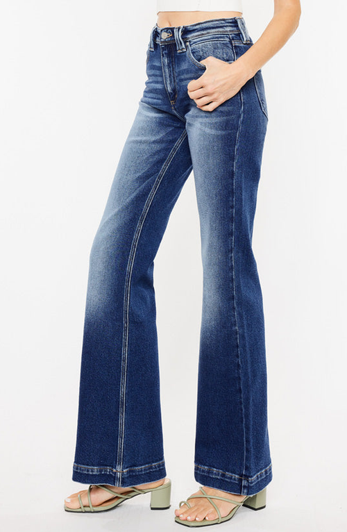 Kancan Alana Wide Bootcut Jean In Denim Blue In Medium Wash