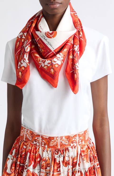 Majolica Print Silk Square Scarf