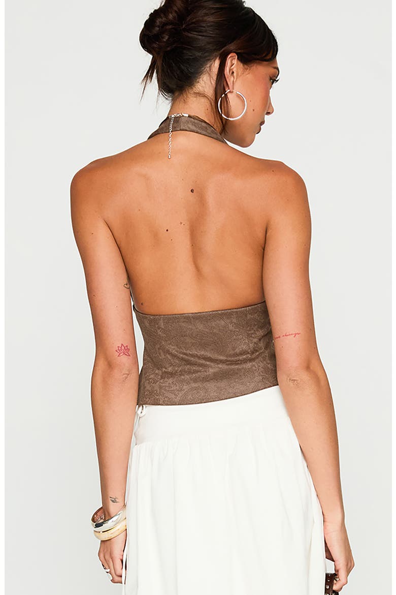 Down the Line Crop Halter Top, Alternate, color, BROWN
