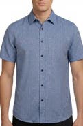 Report Collection Short Sleeve Linen & Cotton Blend Button-Up Shirt
