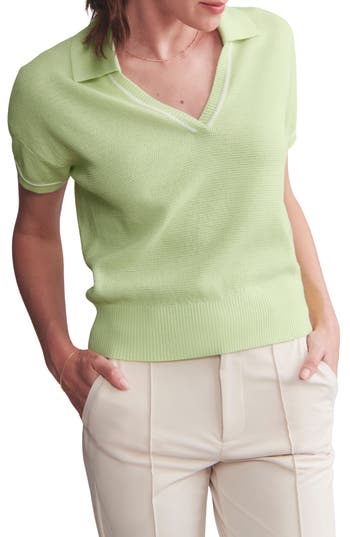 Shop Rhone Birdie Short Sleeve Polo Sweater In Lime Zest