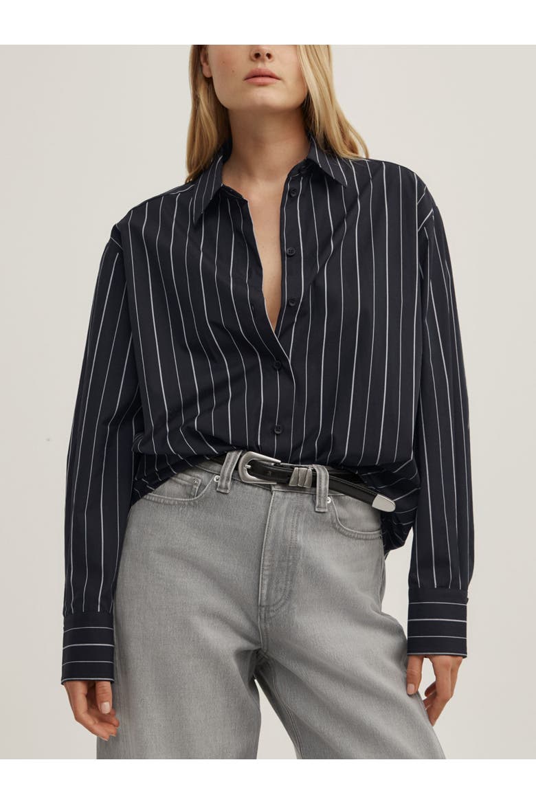 Tie Back Shirt, Main, color, Navy Stripe