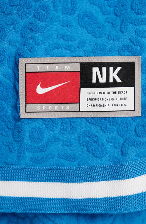 Nike Kids' Culture Of Basketball Oversize Textured Short Sleeve Snap-up Shirt In Photo Blue/white
