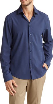 SOUL OF LONDON Microfiber Button-Up Shirt
