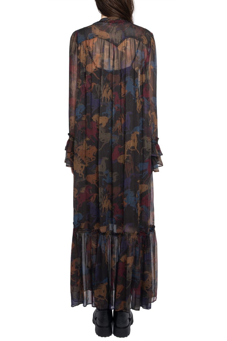 Ralicel Horse Print Long Sleeve Dress, Alternate, color, DARK CHOCOLATE