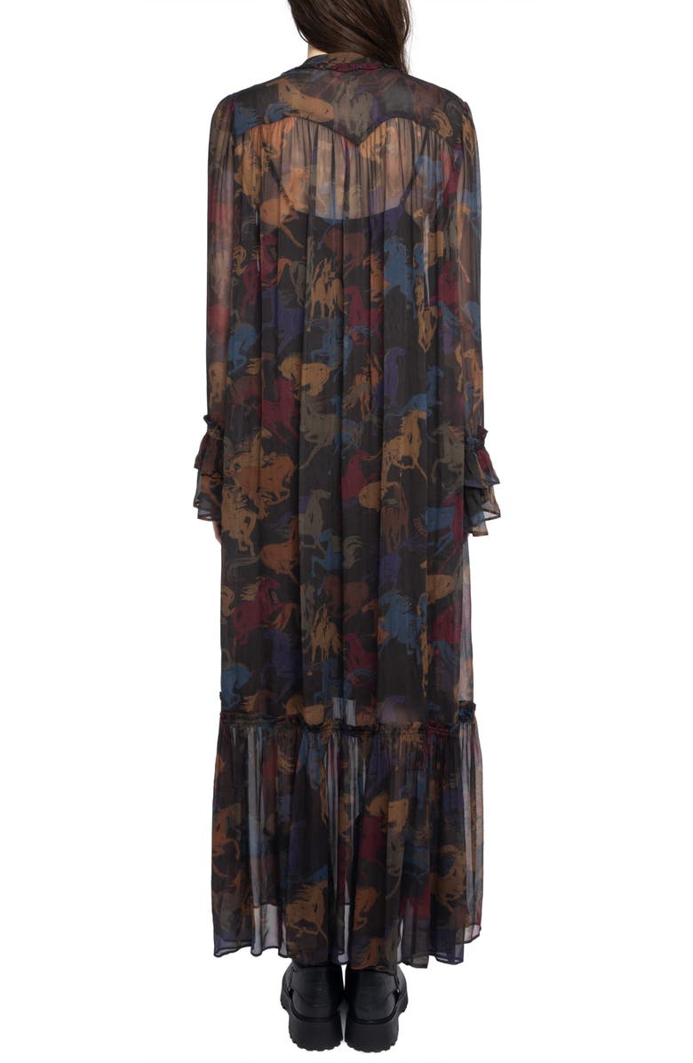 Zadig & Voltaire Ralicel Horse Print Long Sleeve Dress, Alternate, color, Dark Chocolate